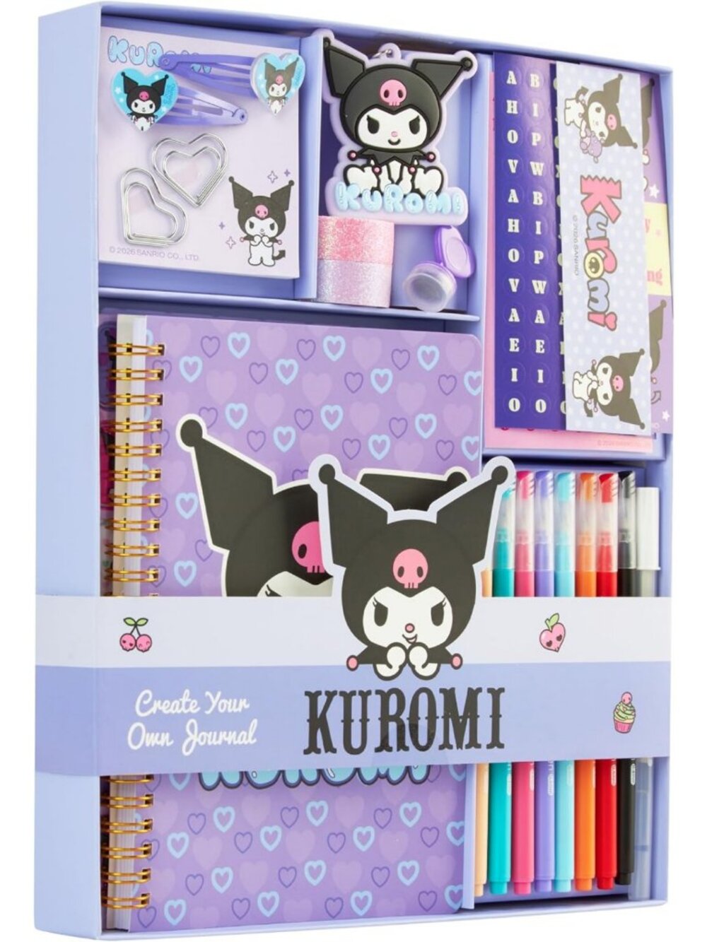 DIY Kuromi Journal Kit for Girls | A5 Spiral Notebook, Stickers & Craft Supplies